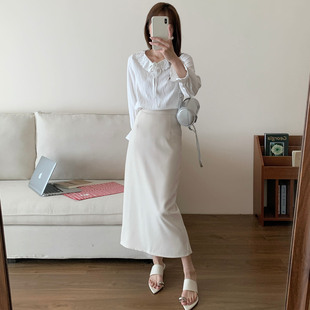 杏色 75cm 85cm杏色 规格 85复合丝后开叉裙