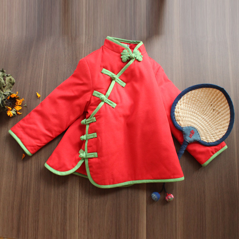 儿童过年喜庆拜年服女童红色棉袄唐装冬季加厚汉服玉想中式童装