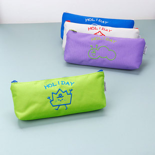 青壹坊小草派对倒梯形笔袋牛津布文具袋大容量ins风学生可爱收纳