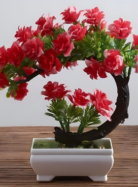 假花仿真花盆景绿植小盆栽玫瑰花客厅玄关装饰桌面摆设迷你摆件