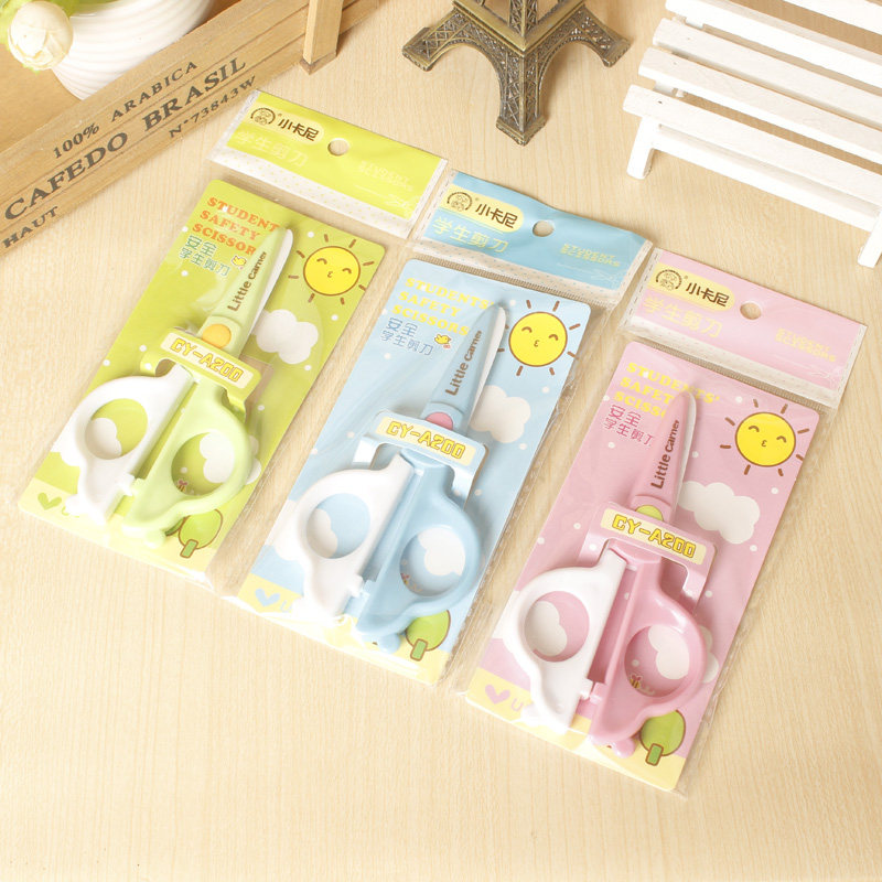 리틀 카니 학생 안전 가위 수제 귀여운 일본과 한국 어린이 1 학년 종이 컷 플라스틱 둥근 머리 만능 칼