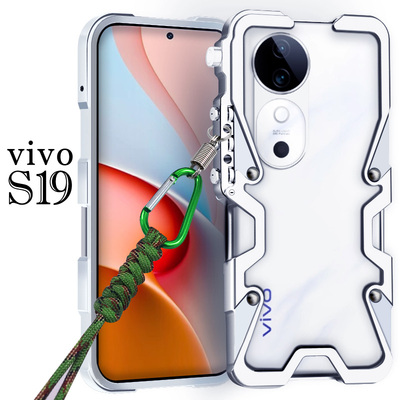 适用于vivoS19金属边框式手机壳防摔S19Pro个性机械保护套硬外壳复古挂绳铝合金创意手绳新款高级高档轻奢厚