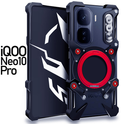 适于用IQOONeo10Pro金属手机壳Neo9SPro+铝合金保护套齿轮旋转支架防摔硬外壳加厚散热透气机械个性挂绳高级