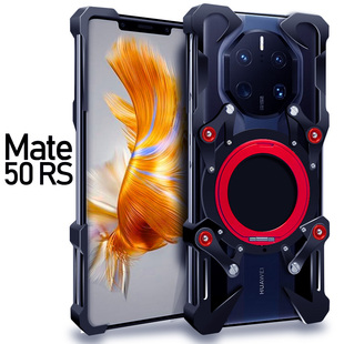 适用于华为Mate40Pro金属手机壳防摔保护套mate50rs保时捷铝合金硬机械30Pro磁吸支架折叠潮70散热复古60Pro+