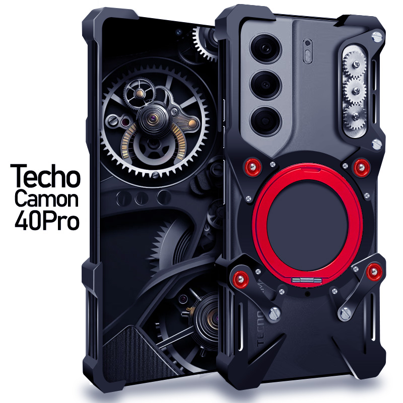 适用于infinix传音Techocamon40Pro金属手机壳40Premier铝合金保护套防摔机械磁吸支架隐形旋转挂绳透气散热