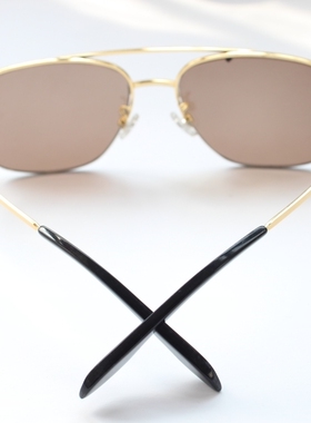 个性风前卫金色双梁水晶眼镜