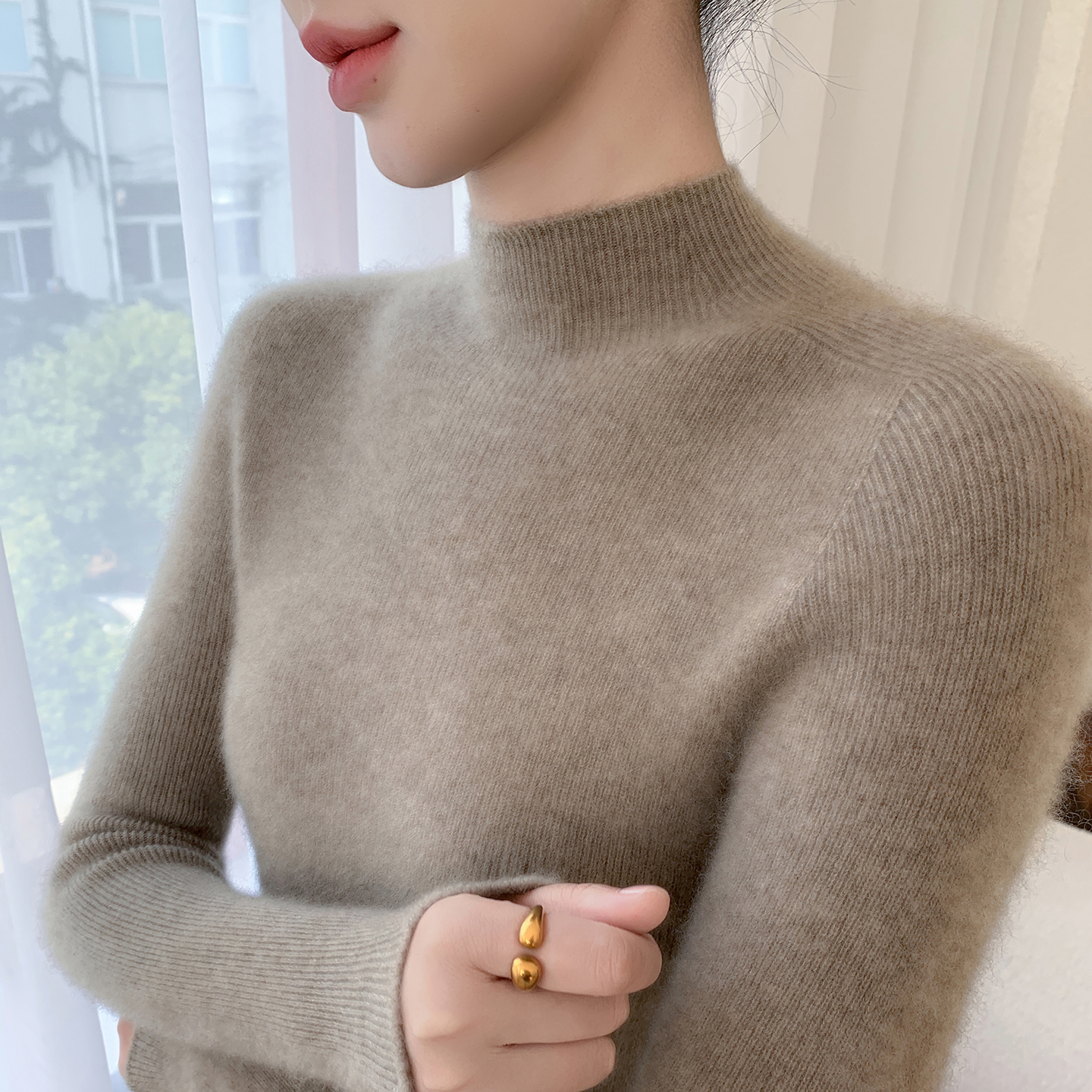 一线成衣修身100纯山羊绒打底衫