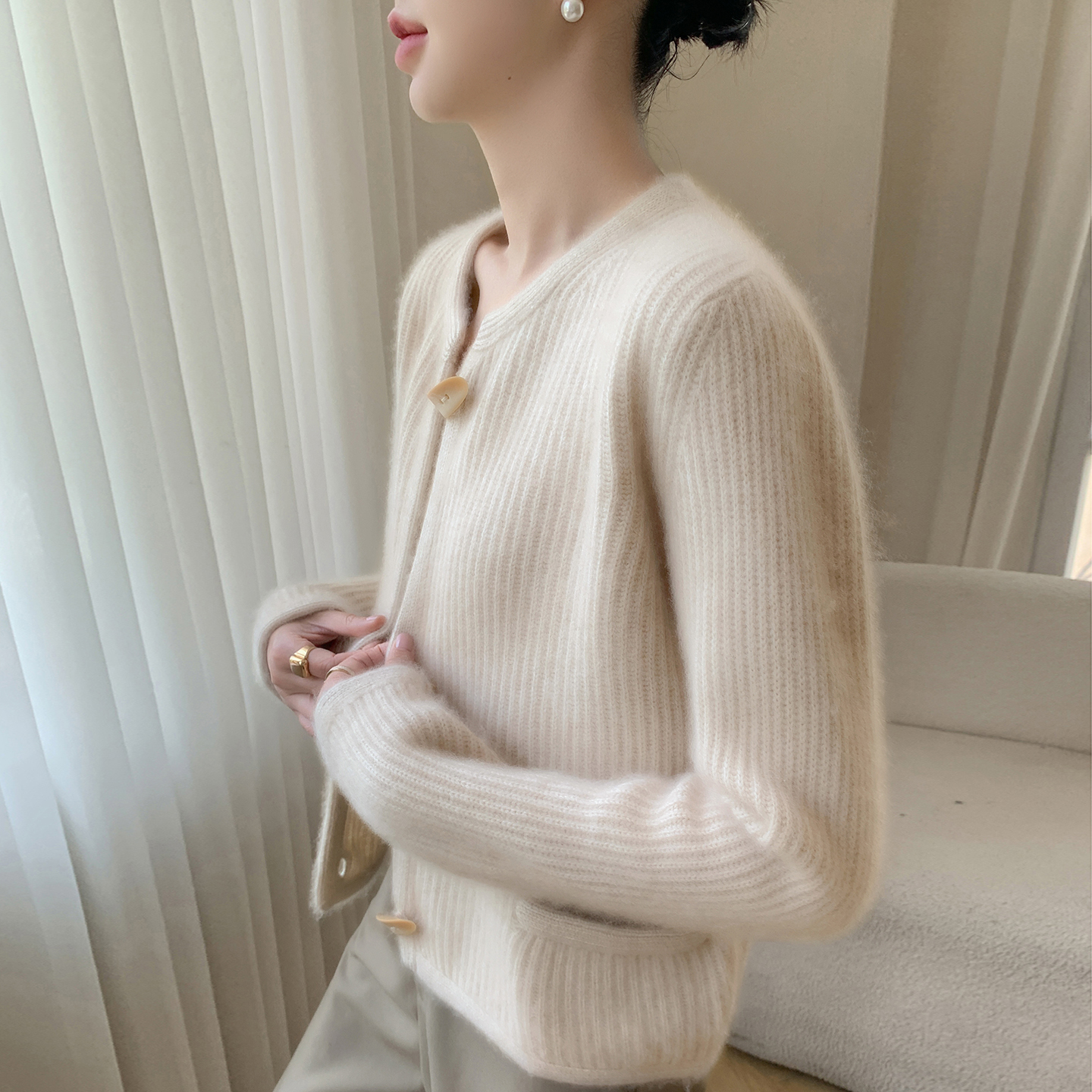 高级感100%纯羊绒开衫女加厚