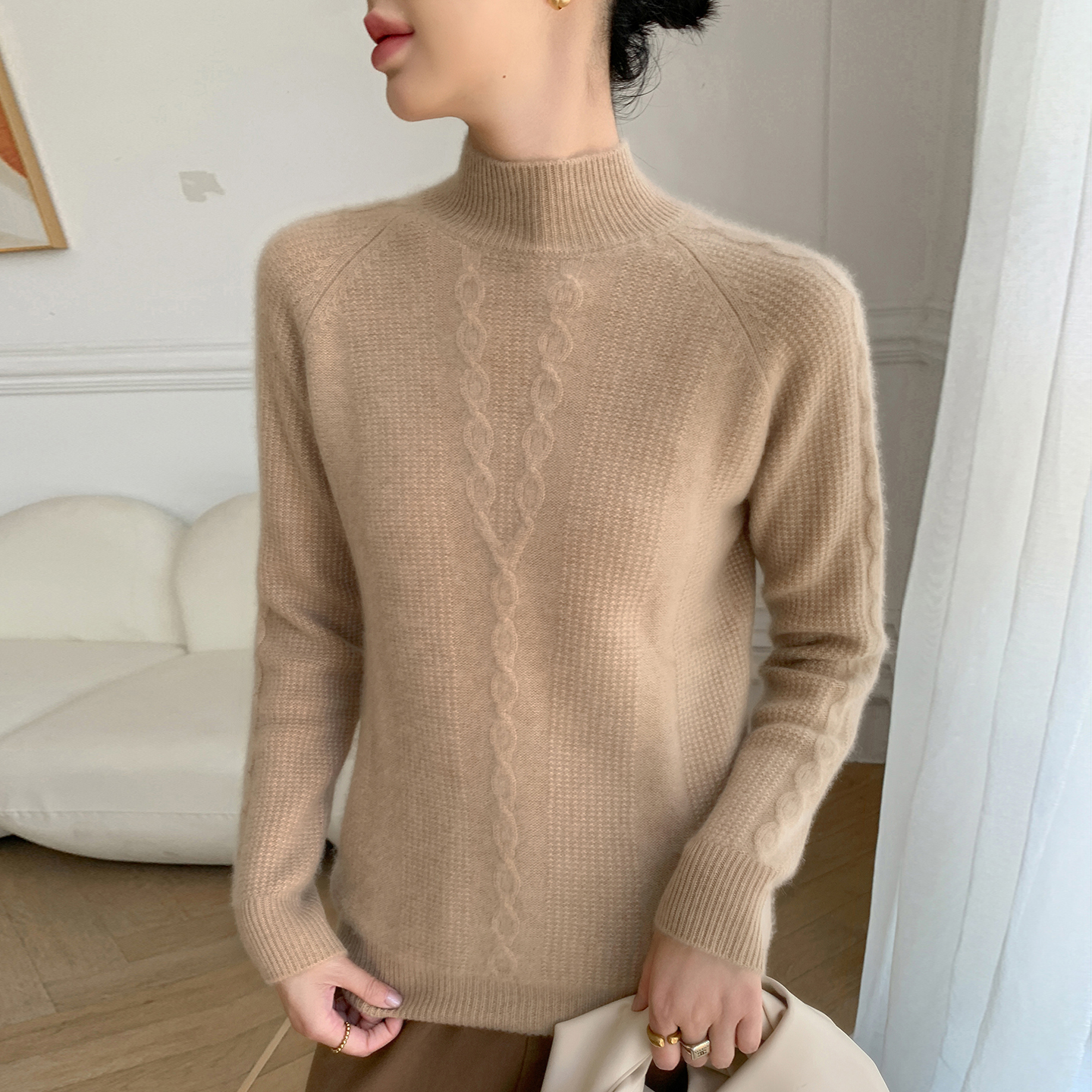 半高领简约羊绒衫100纯羊绒毛衣