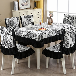 通用 田园桌布布艺餐桌布餐椅套椅子垫套罩餐桌椅套装 25新款 美式