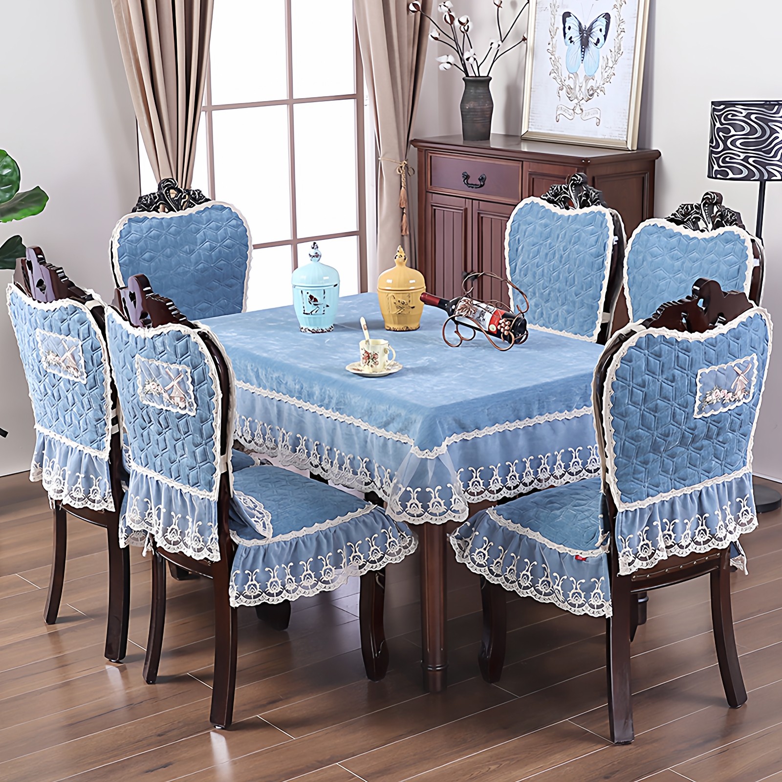 巧心思欧式餐桌布椅套椅垫套装欧式皇冠加大座椅套椅子套罩全套