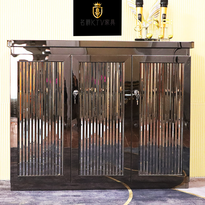 ktv点歌柜ktv机柜功放机柜黑钛不锈钢点歌柜子包厢点歌台加长点歌