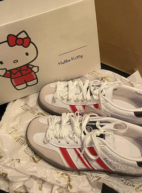 hellokitty联名凯蒂猫德训鞋女2026秋季新款真皮休闲运动阿甘板鞋