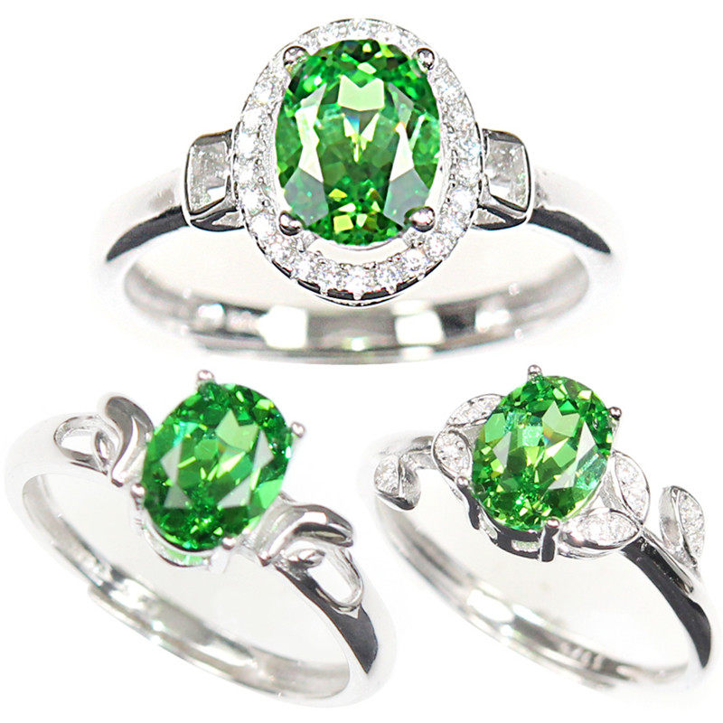 沙弗莱戒指女ins潮1克拉韩版925纯银彩色宝石不掉色饰品指环活口