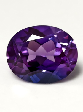 培育紫色蓝宝石裸石椭圆形菱形高精切过测钻笔戒指项链未镶嵌轻奢