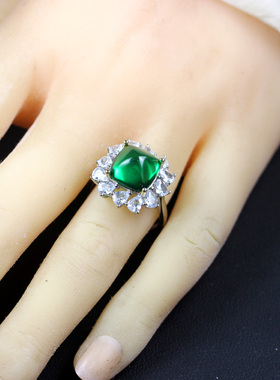 糖塔戒指祖母绿宝石素面女