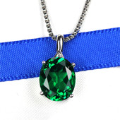 祖母绿宝石吊坠女纯银转运单独碧玺糖果色锁骨项链坠韩版 简约颈饰