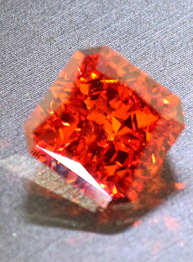 冰花切芬达石裸石戒面正方形雷迪恩高精切橙色宝石戒指吊坠复古风