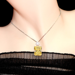 雷迪恩黄钻高碳钻吊坠项链坠子女夏925纯银镀18K金高级感设计小众
