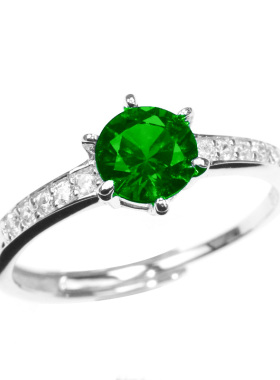 宝石绿碧玺纯银开口可调节首饰品