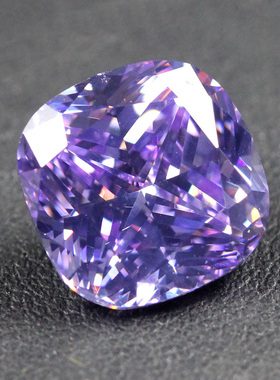 正方枕形变兰锆石裸石戒面薰衣草浅紫色瑞士钻戒指吊坠镶嵌冷淡风