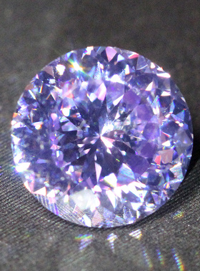 圆形星空切熏衣草浅紫色高碳钻石钻戒面裸石戒指项链未镶嵌两克拉