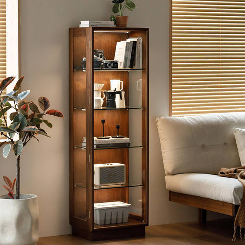 北美黑胡桃木展示柜全实木收纳柜储物柜现代简约书柜玻璃客厅酒柜