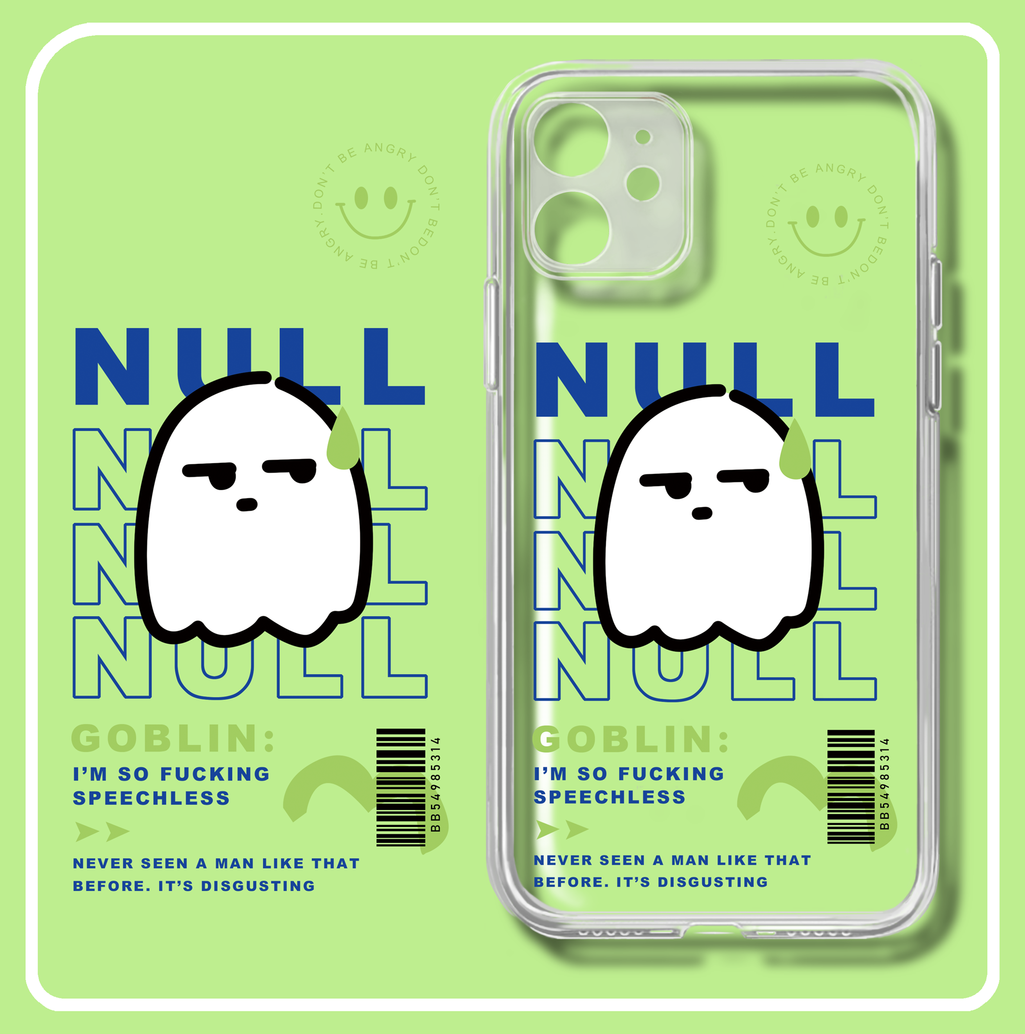 搞怪无语流汗透明/液态手机壳