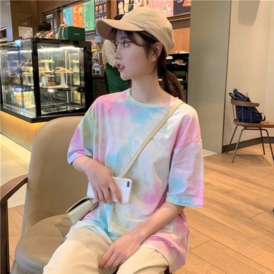 短袖T恤女渐变时尚新品