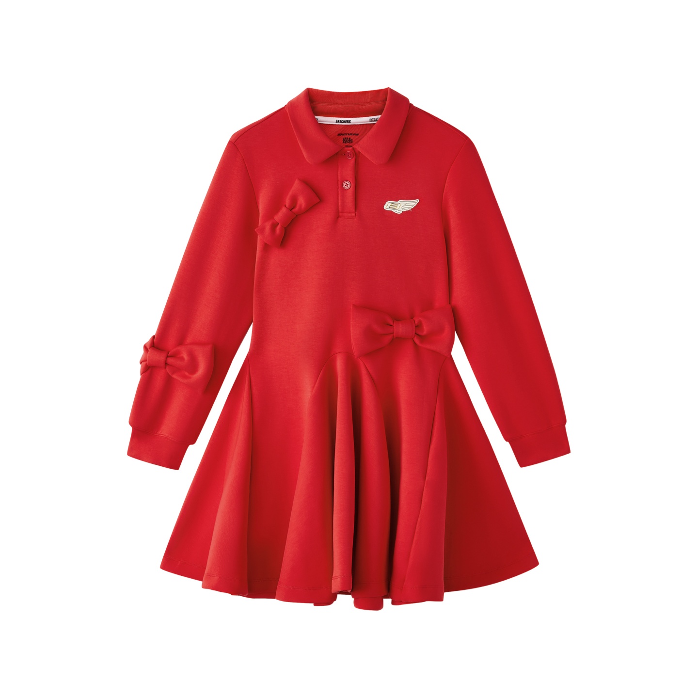 Skechers斯凯奇2026马年新款女童蝴蝶结褶皱可爱连衣裙L126G061