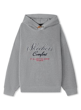 Skechers斯凯奇马年新年款男女秋冬亲肤柔软套头连帽卫衣L126U014
