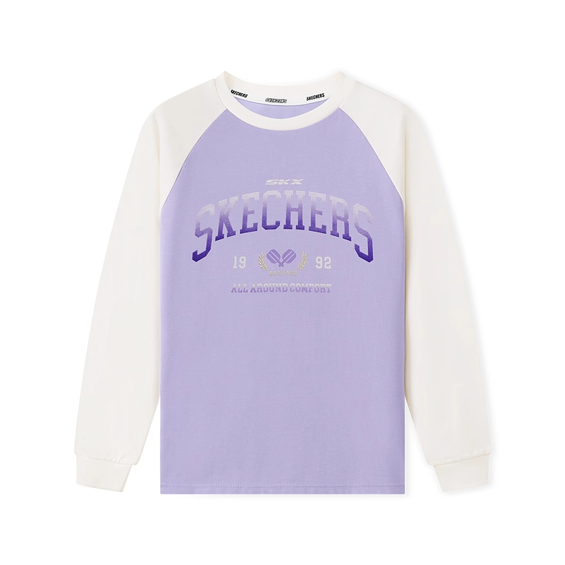 Skechers斯凯奇女童秋季保暖时尚百搭长袖圆领T恤衫L325G039