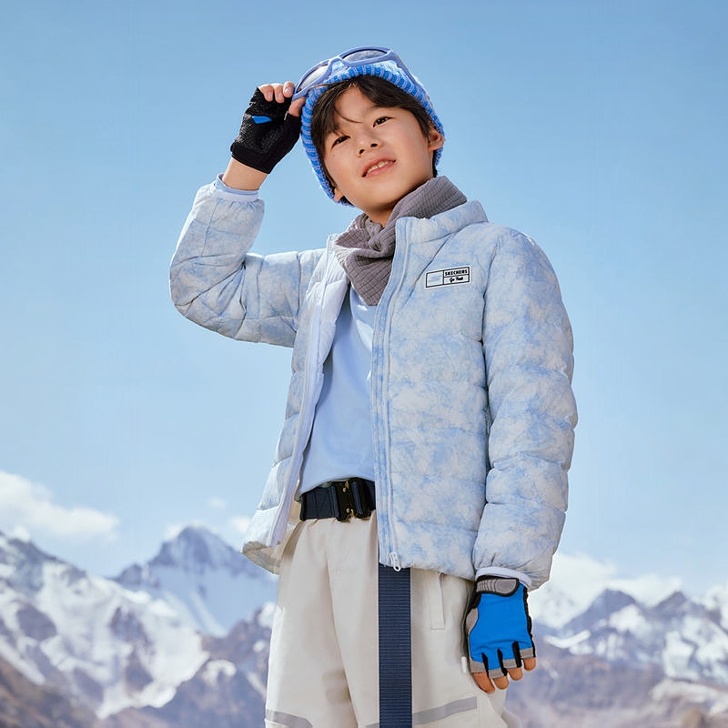 Skechers斯凯奇男女童冬季防风保暖锁温百搭短款羽绒外套P424K057