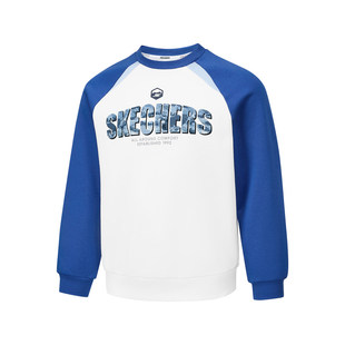 Skechers斯凯奇秋冬男童加绒保暖舒适拼接圆领套头卫衣P425B030