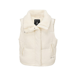 Skechers斯凯奇秋冬女款加绒羊羔毛百搭翻领羽绒马甲L425W032