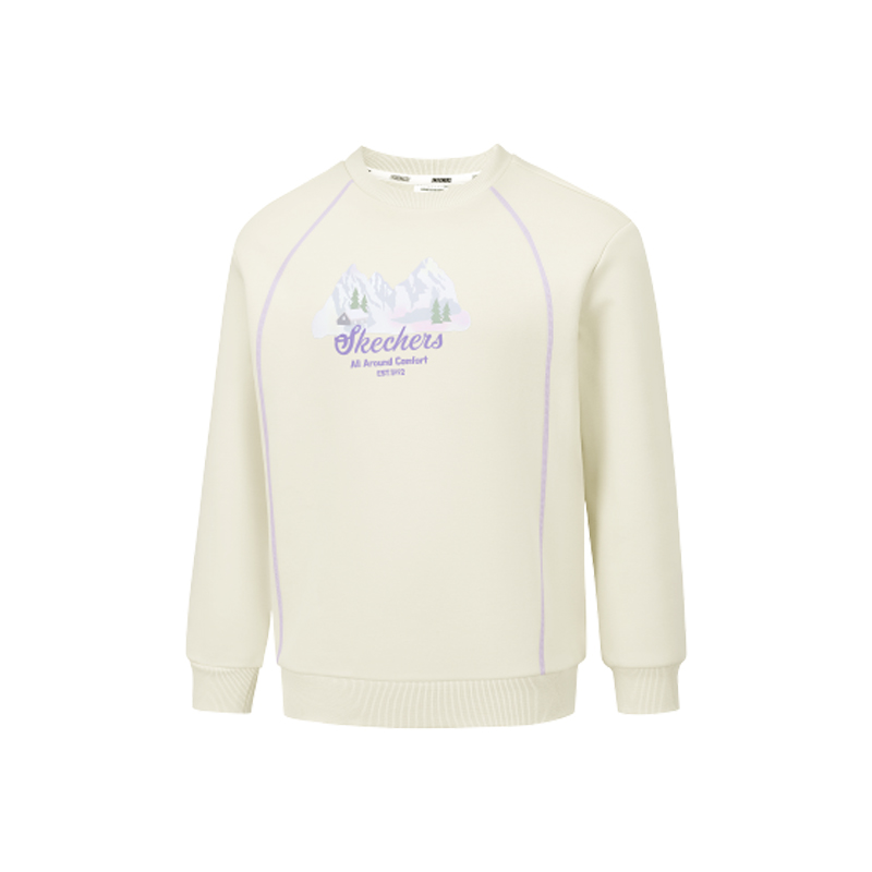 Skechers斯凯奇秋冬女童舒适加绒抗菌针织圆领套头卫衣P425G035