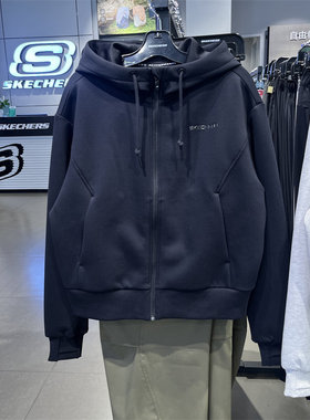 Skechers斯凯奇女士春季新款亲肤连帽短款针织外套卫衣P125W022