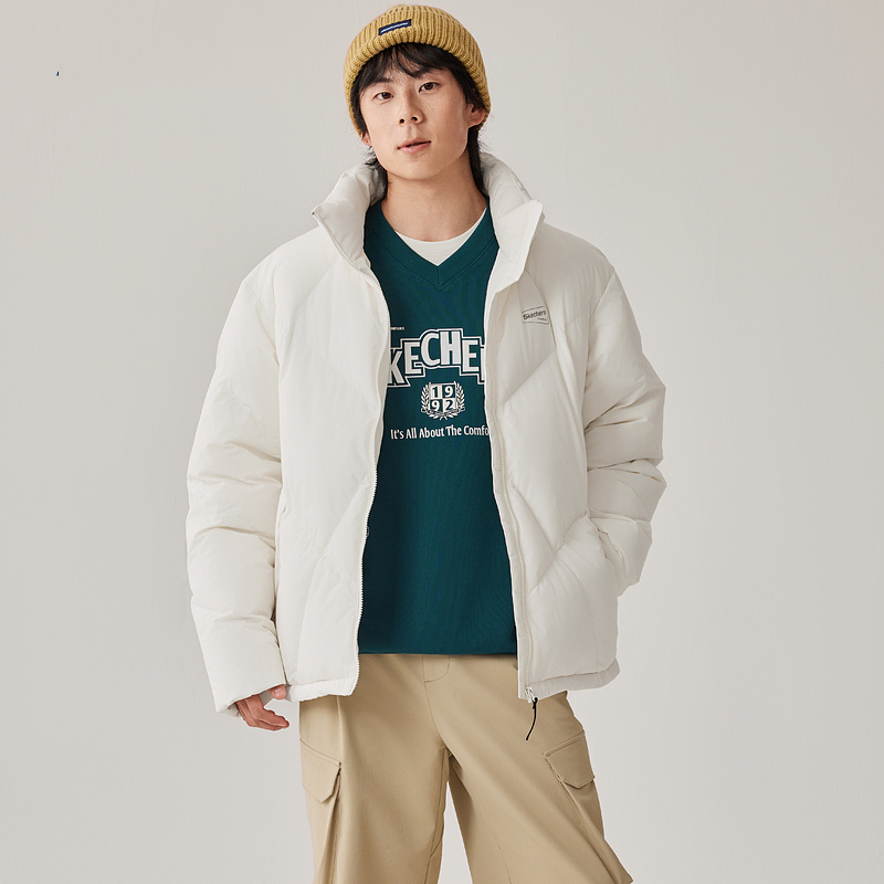 Skechers斯凯奇男女同款斜绗缝轻盈保暖舒适立领羽绒服L425U017