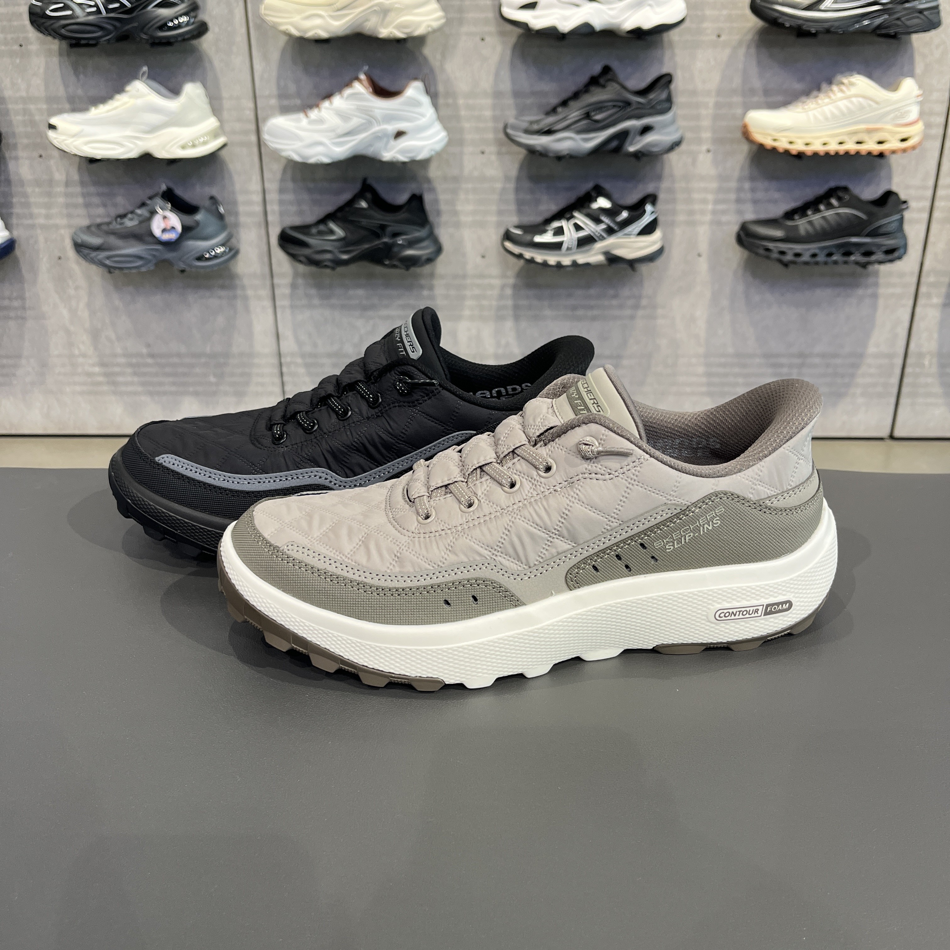 Skechers斯凯奇男士云感舒适透气耐磨防滑轻便一脚蹬运动鞋237664