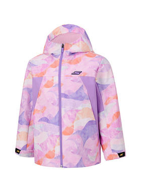 Skechers斯凯奇女童春秋季保暖防风舒适宽松梭织连帽外套P126G024