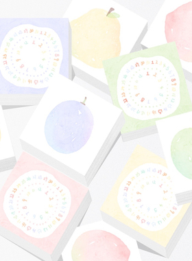 《水果日历》mini双面便签本｜花夭studio 苹果雪梨 桃子葡萄打卡