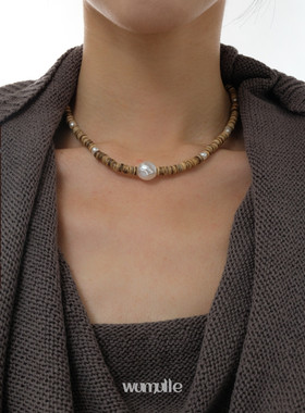 椰壳钛钢新中式男女百搭项链串珠