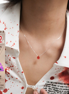 925银红宝石锁骨链轻奢气质