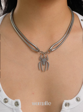 wumulle 蜘蛛链暗黑双层蛇骨哥特 项链朋克 这款力荐 有垂感!B21