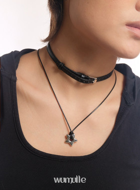 皮绳choker项圈星星高级