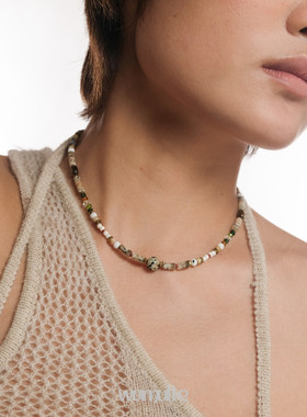 wumulle 斑点星球天然石串珠项链中古小众百搭颈链复系饰品自制