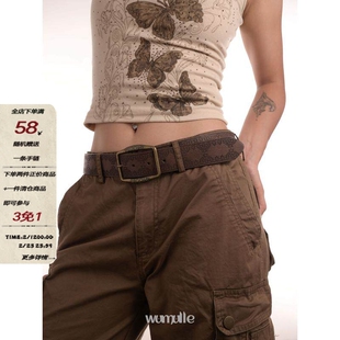 wumulle 古铜印花棕系复古做旧80s颓靡皮带腰带 一年四季必有一条