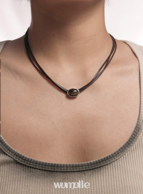 虎眼石多层颈链wumulle蜡绳