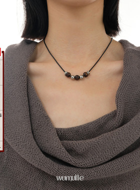 钛钢鸡翅木男女自制项链基础百搭