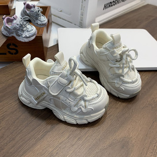 2026新款 白色幼童小童稳步女宝宝男老爹运动周岁1一3岁机能 单鞋